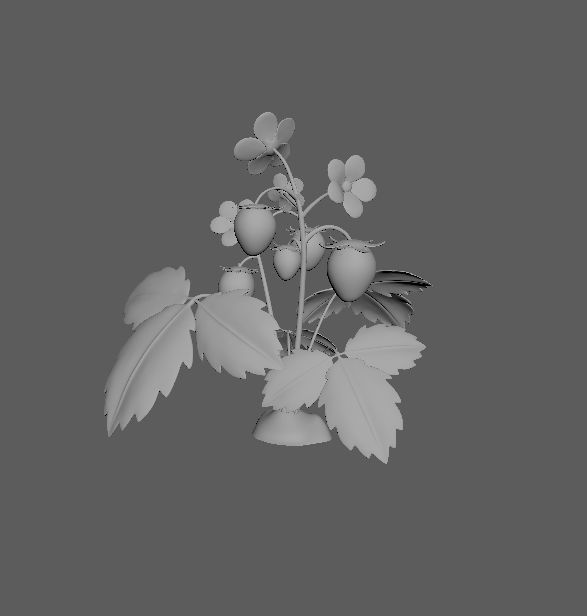 strawberry plant Low-poly 3D model_1
