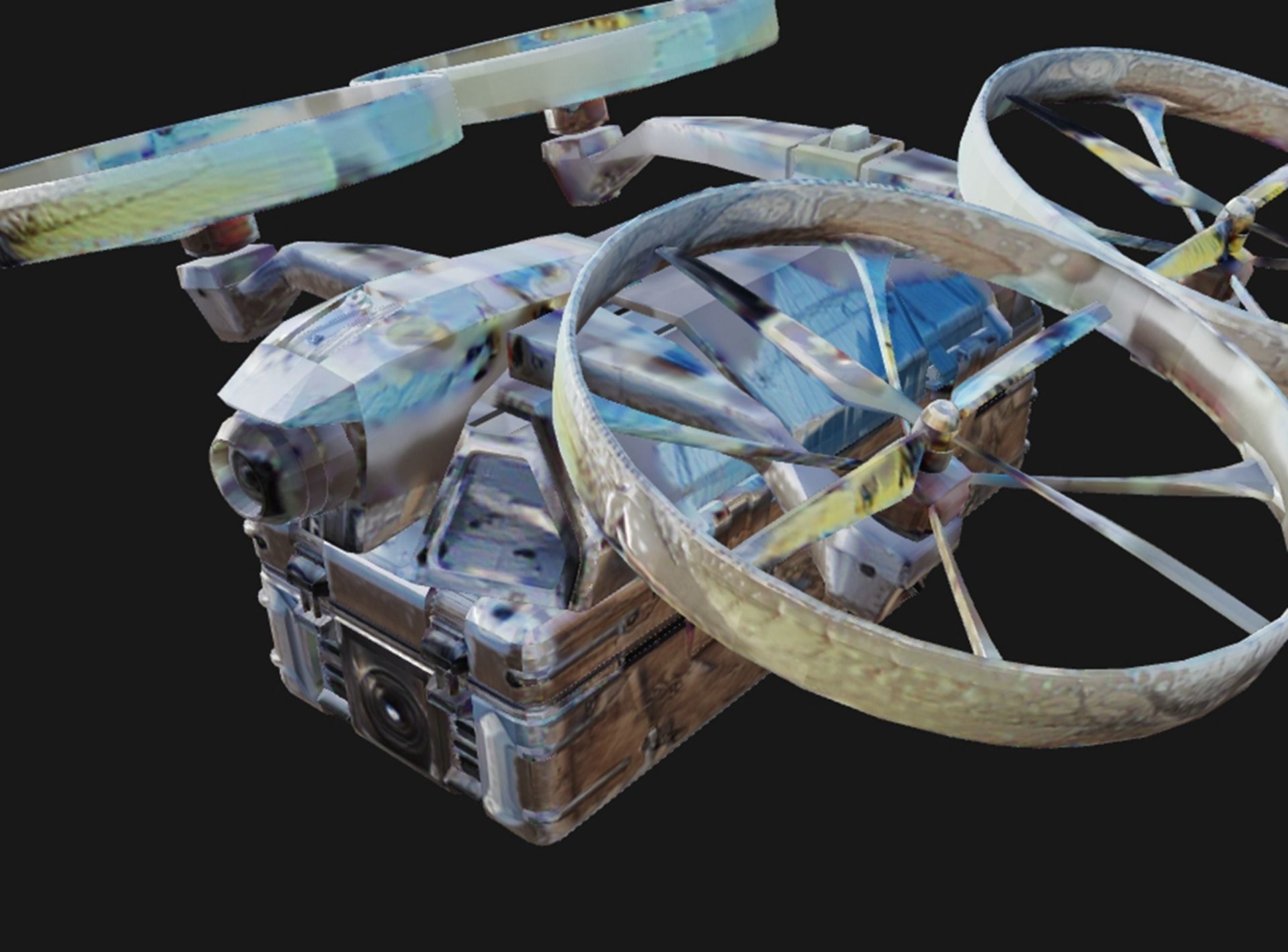 HD Future Drone Low-poly 3D model_3