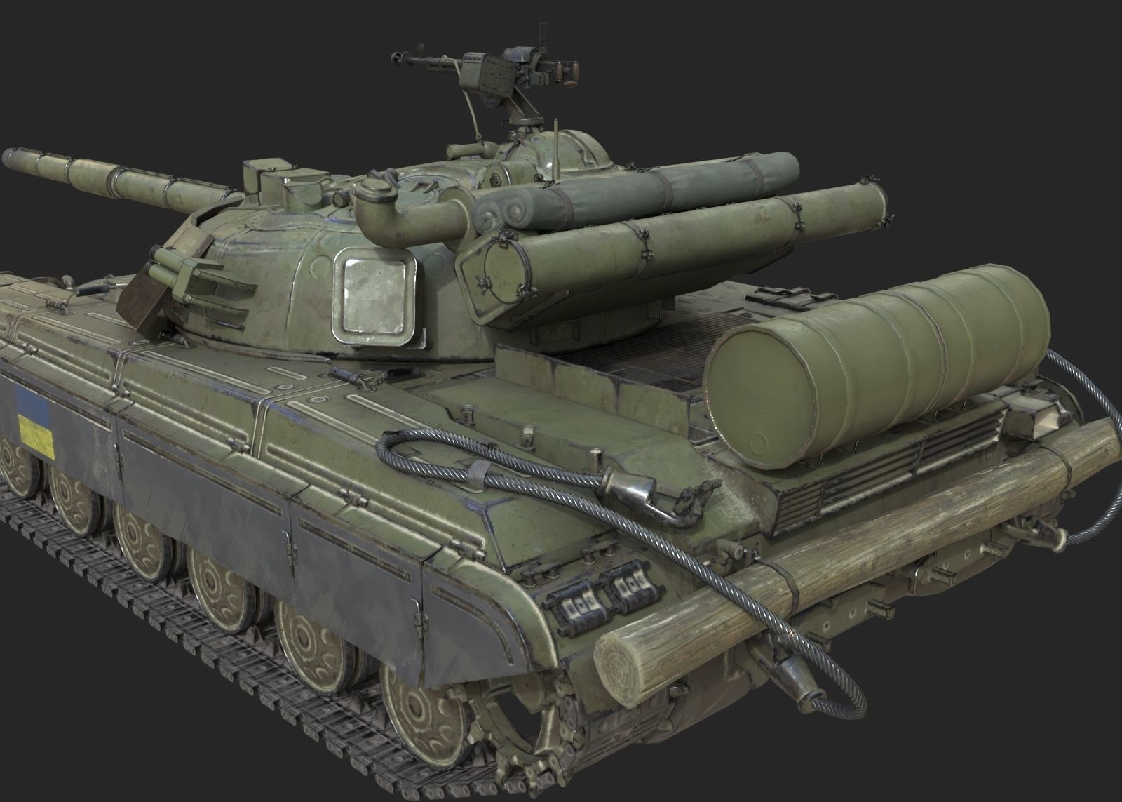 PBR T-64 Main Battle Tank of Ukraine T64 Low-poly 3D model_7