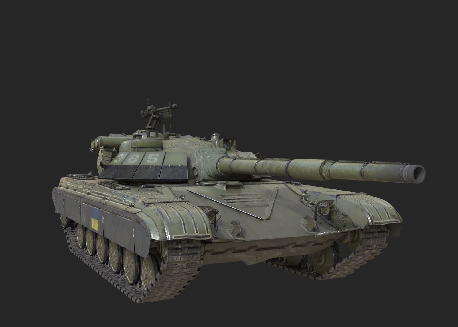 PBR T-64 Main Battle Tank of Ukraine T64 Low-poly 3D model_1