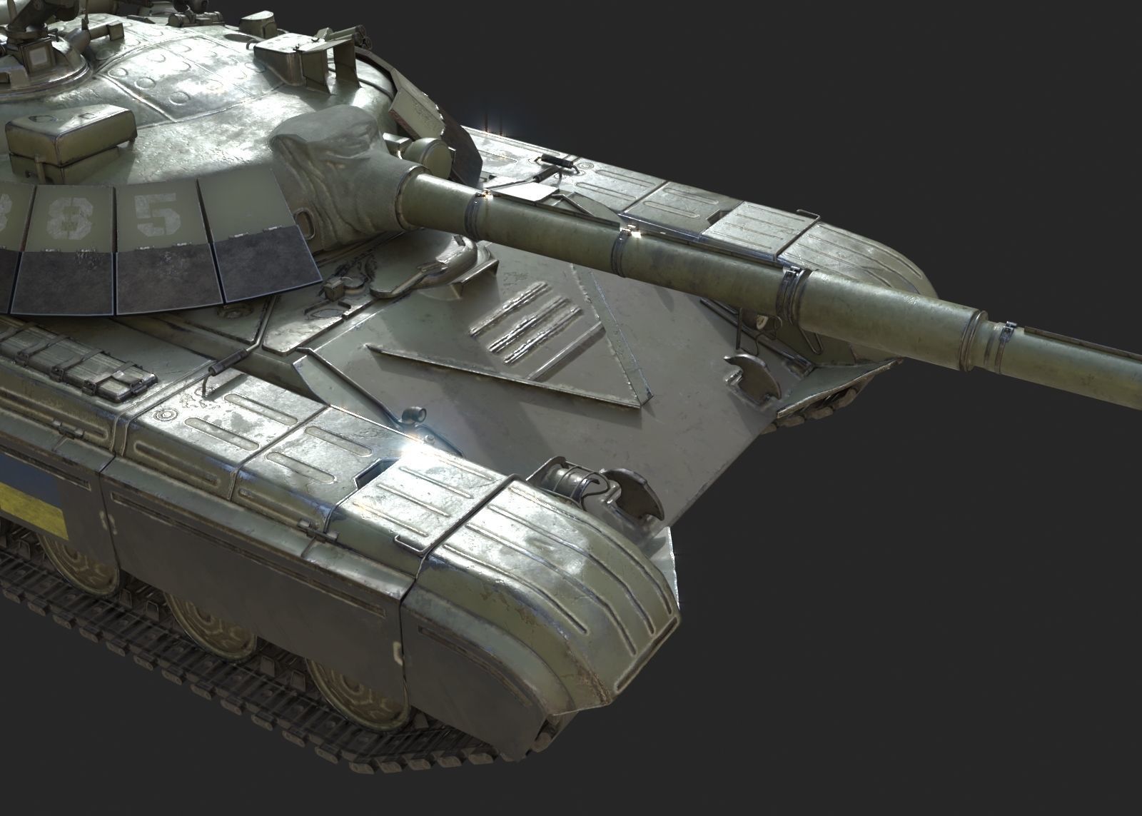 PBR T-64 Main Battle Tank of Ukraine T64 Low-poly 3D model_8