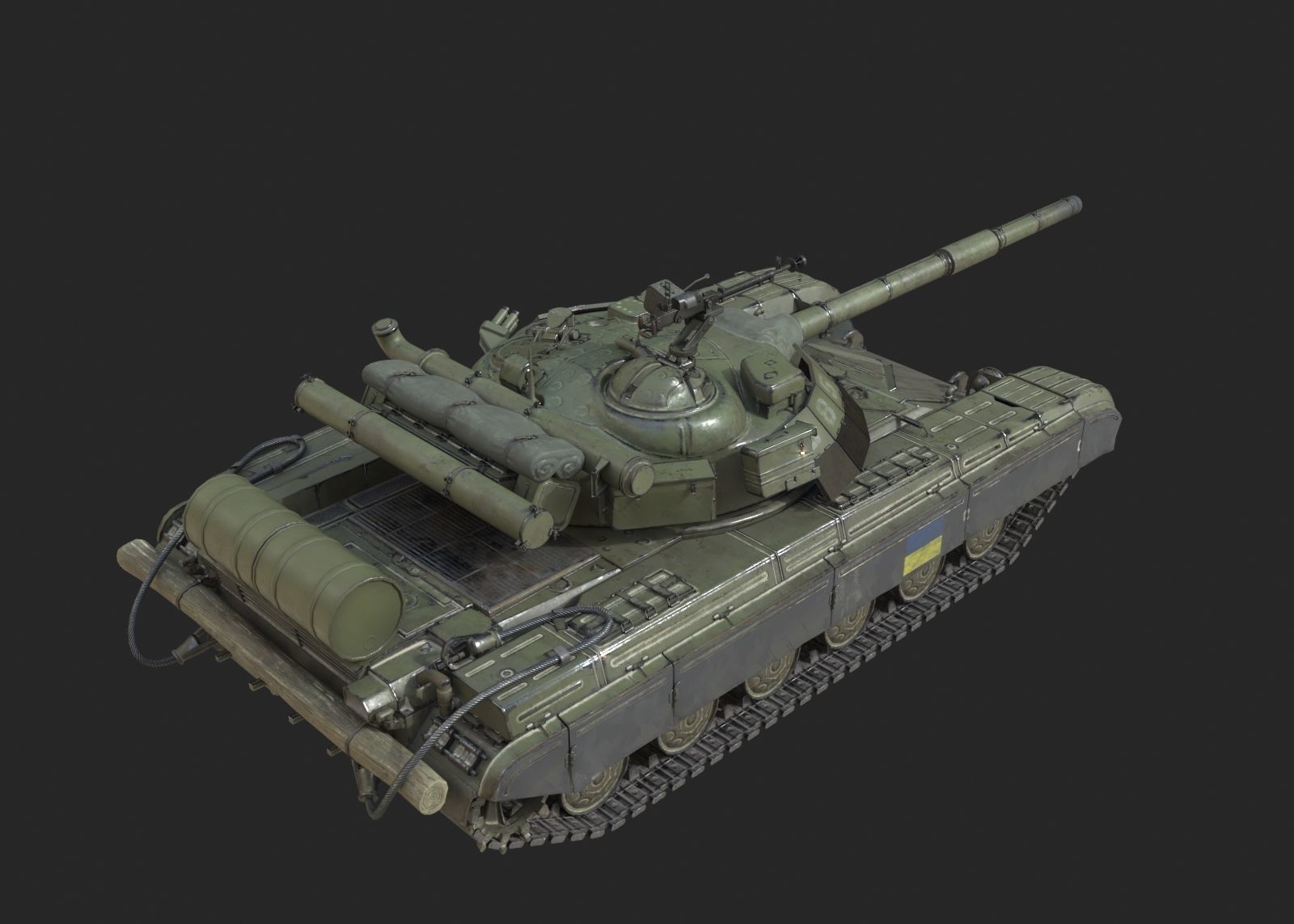 PBR T-64 Main Battle Tank of Ukraine T64 Low-poly 3D model_2