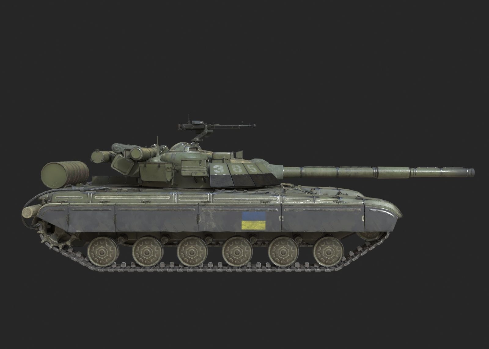 PBR T-64 Main Battle Tank of Ukraine T64 Low-poly 3D model_4