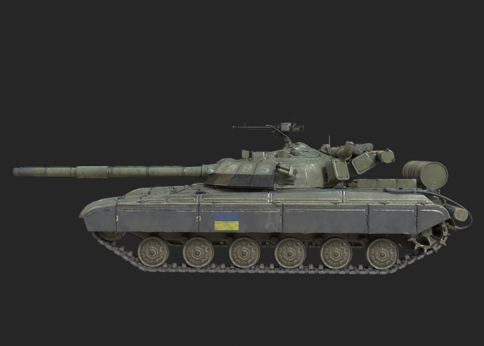 PBR T-64 Main Battle Tank of Ukraine T64 Low-poly 3D model_5