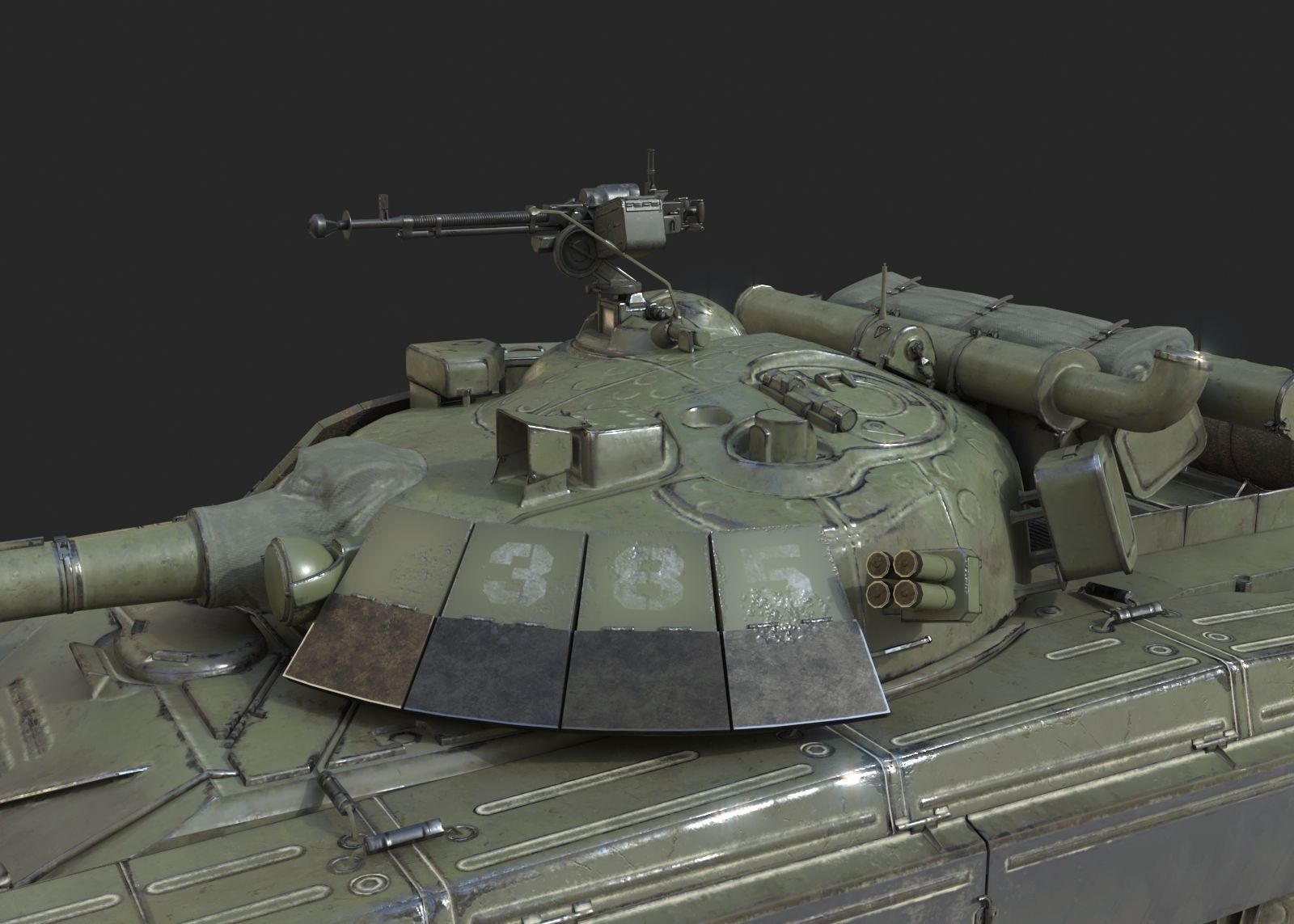 PBR T-64 Main Battle Tank of Ukraine T64 Low-poly 3D model_6