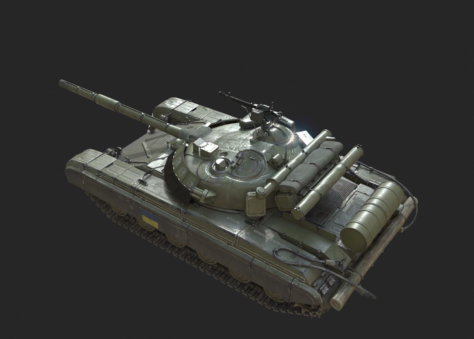 PBR T-64 Main Battle Tank of Ukraine T64 Low-poly 3D model_3