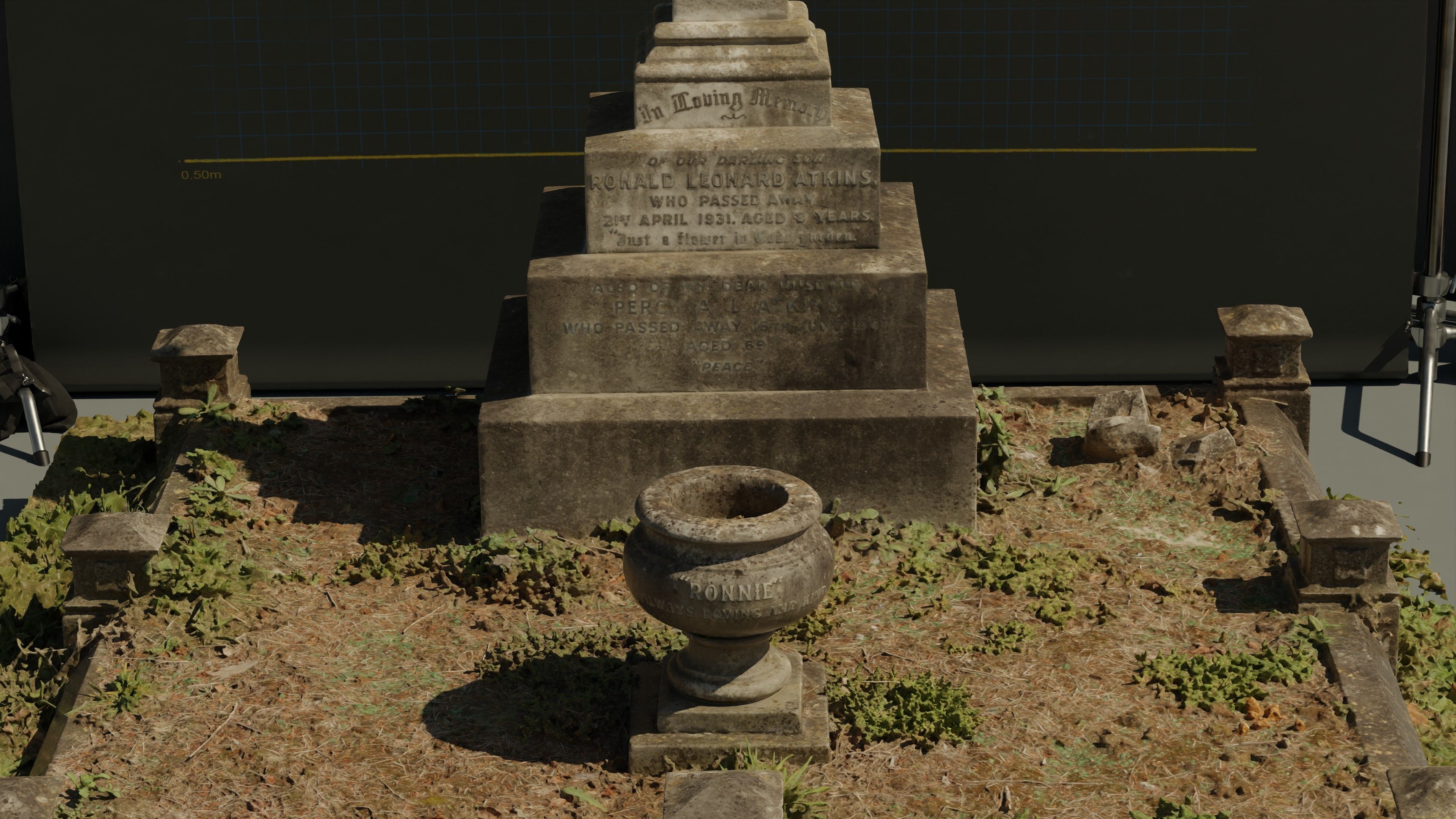 Gravestone Cross with IHS symbol Low-poly 3D model_6