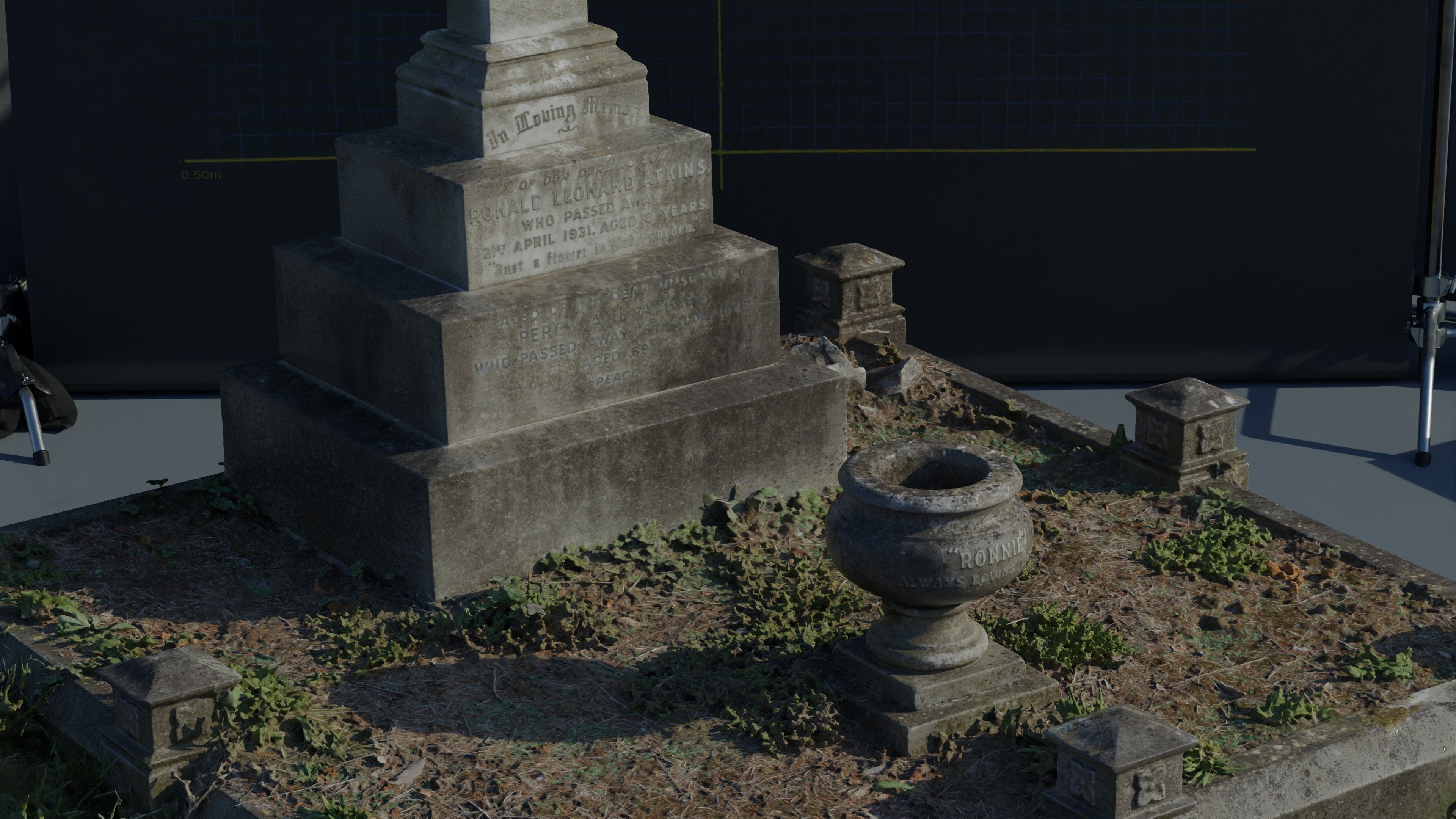 Gravestone Cross with IHS symbol Low-poly 3D model_7
