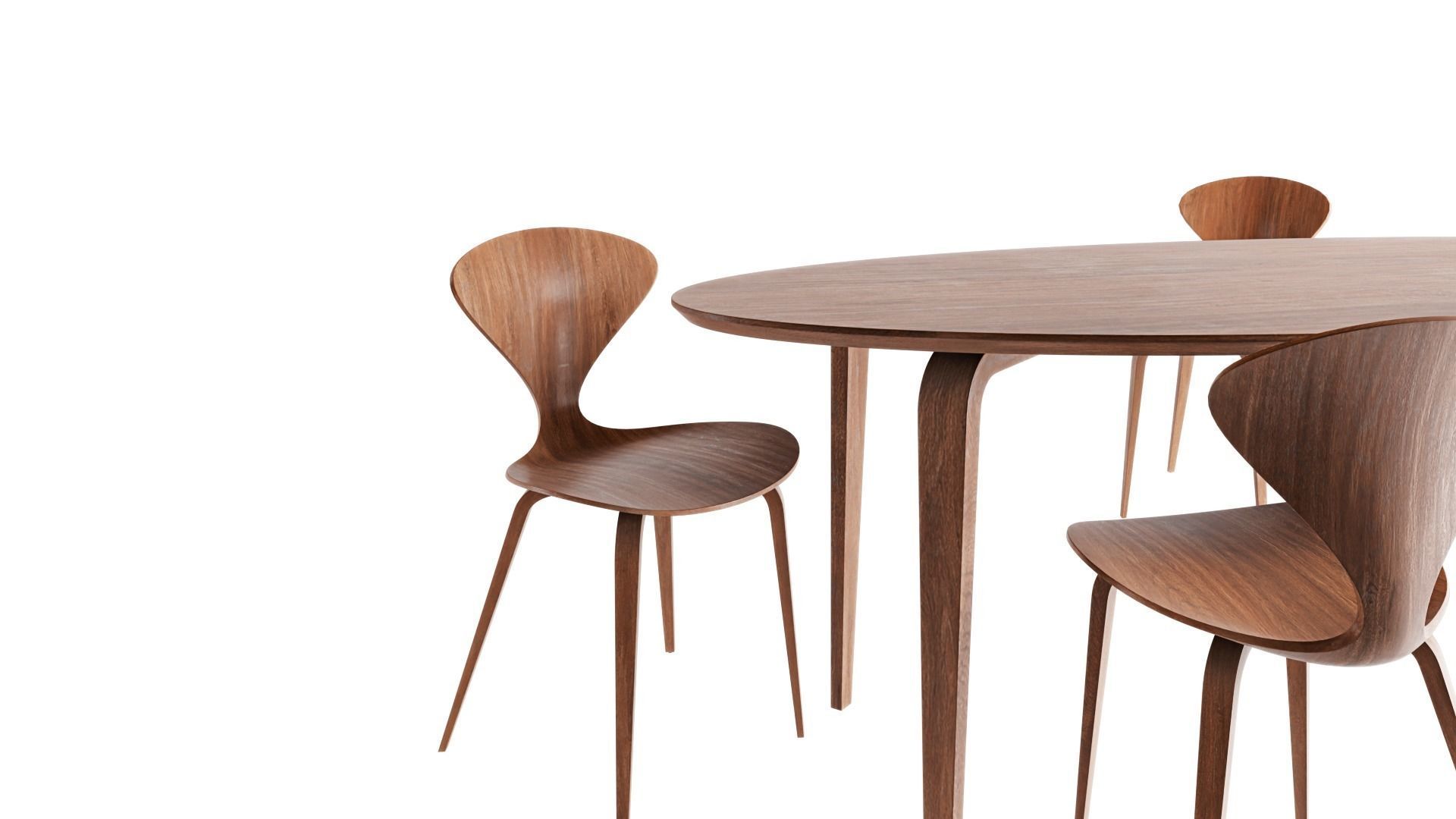 Oval Dining Table and Side Chair 3D model_4