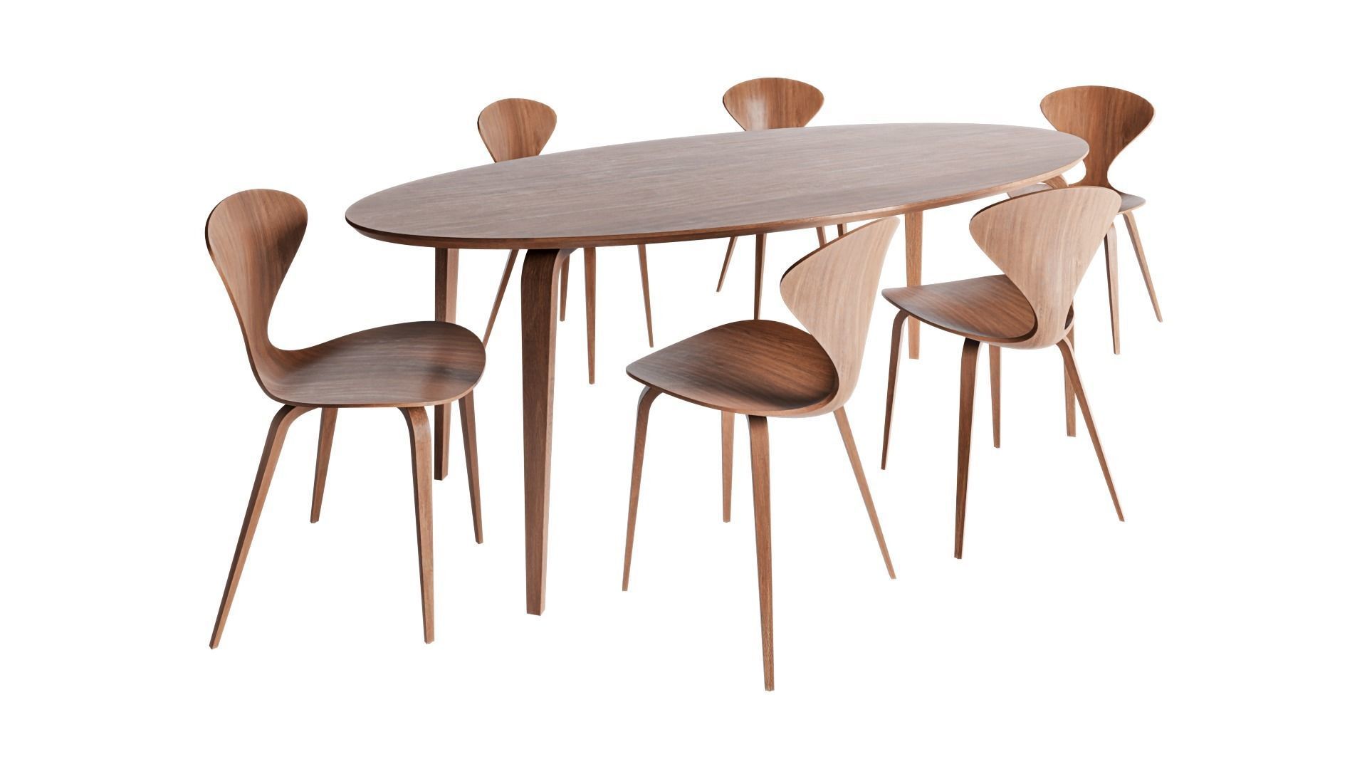 Oval Dining Table and Side Chair 3D model_3