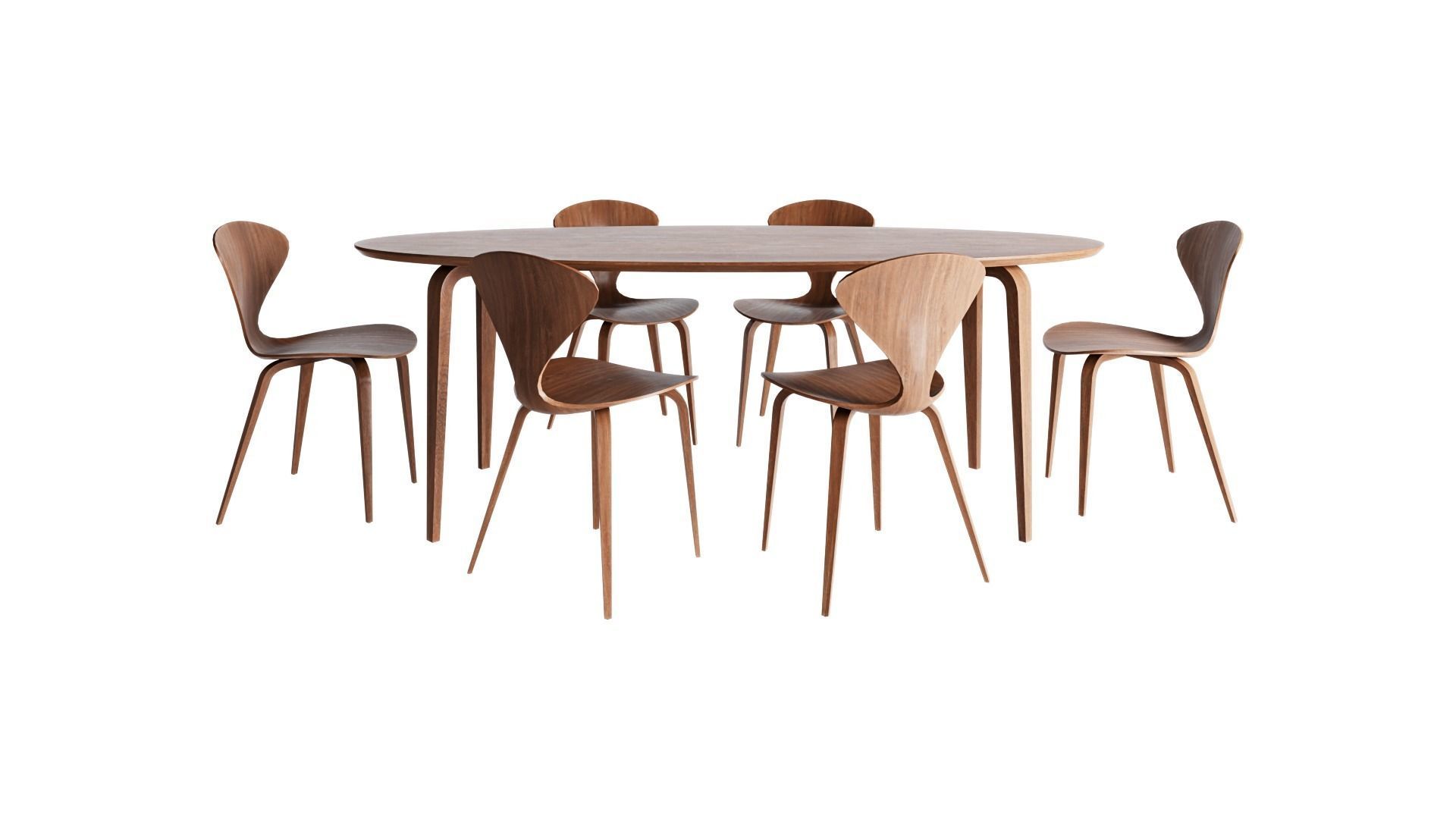 Oval Dining Table and Side Chair 3D model_1