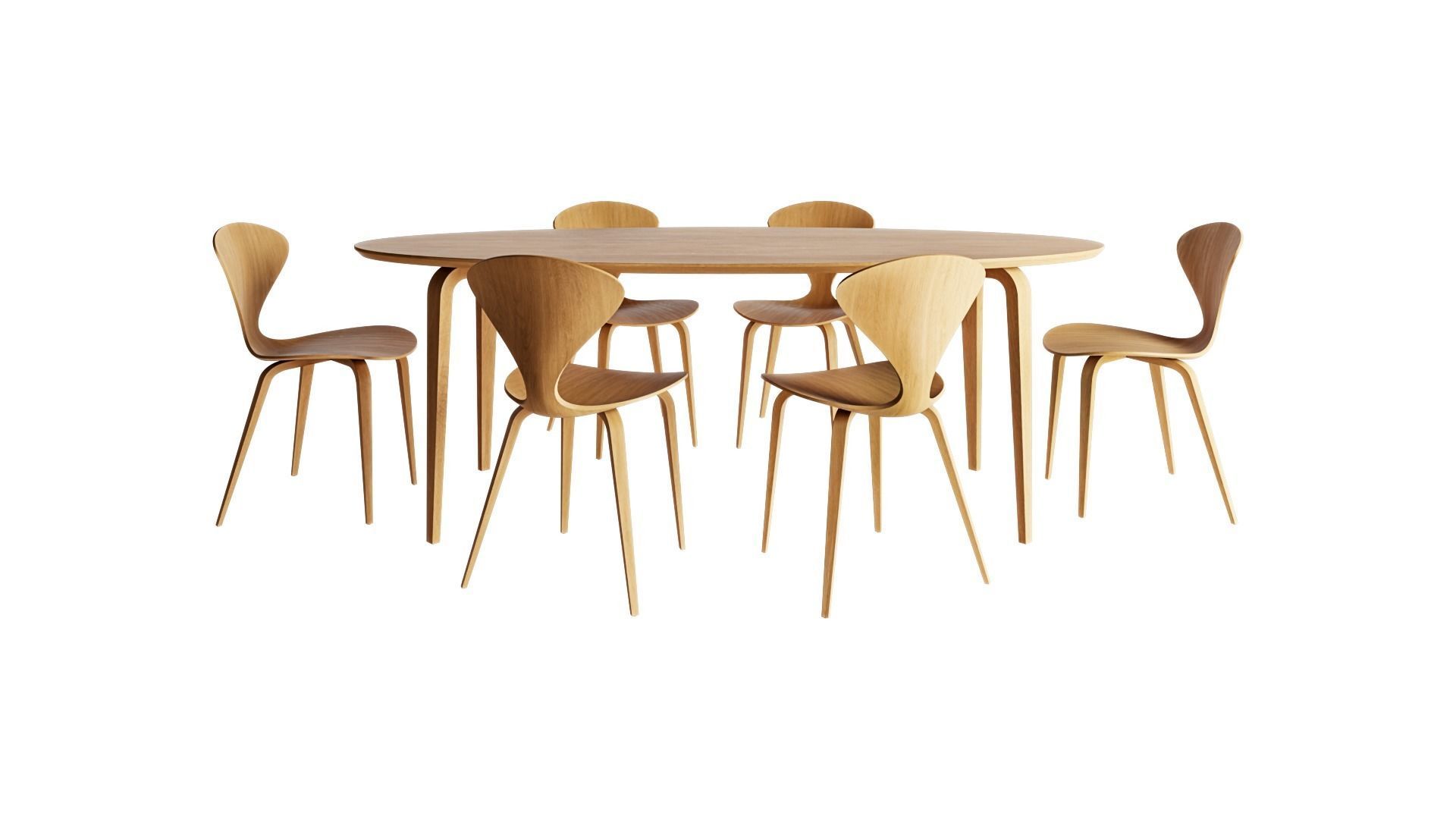 Oval Dining Table and Side Chair 3D model_2