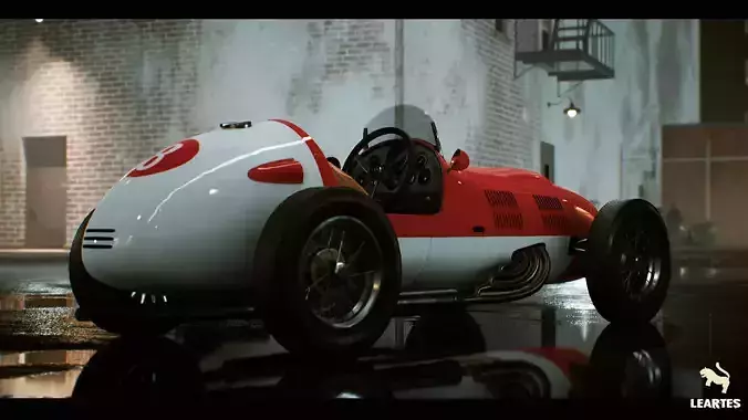 Classic Race Car Driveable Functional Low-poly 3D model