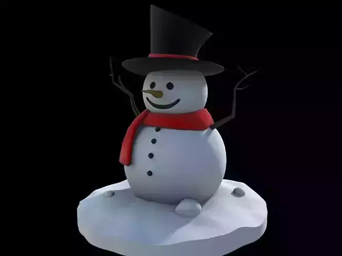 Snowman wearing hat and scarf