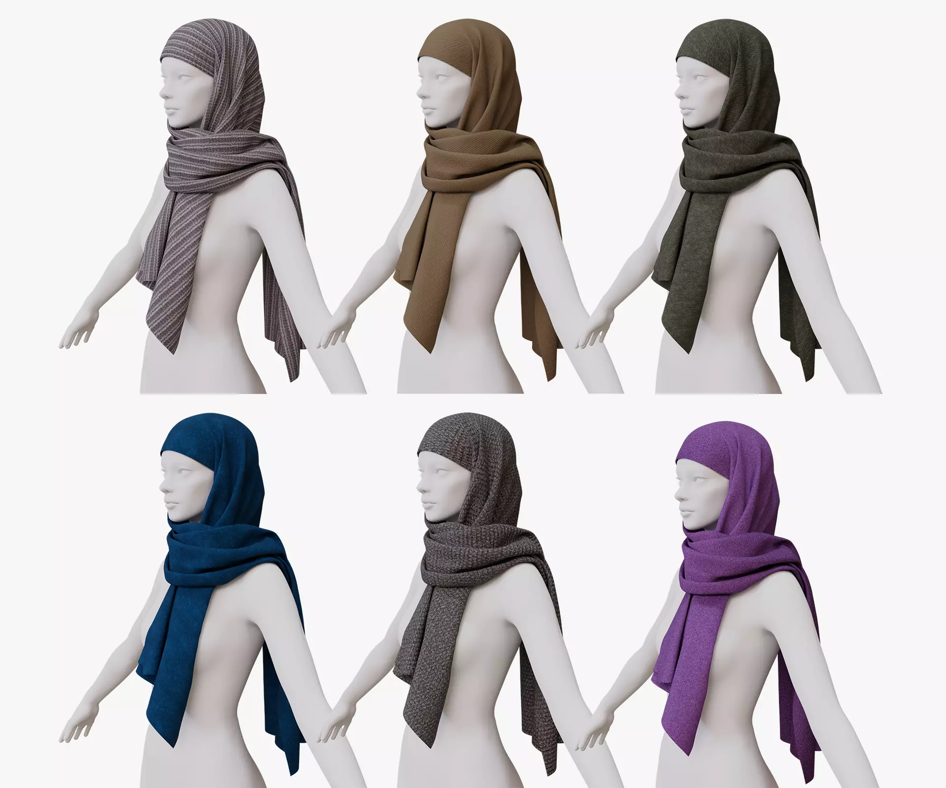 Medieval and winter long shawl Low-poly 3D model