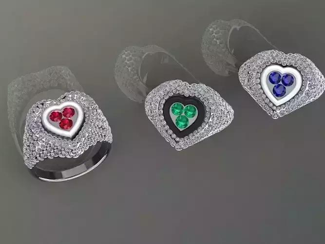 Heart Pave Enamel Ring