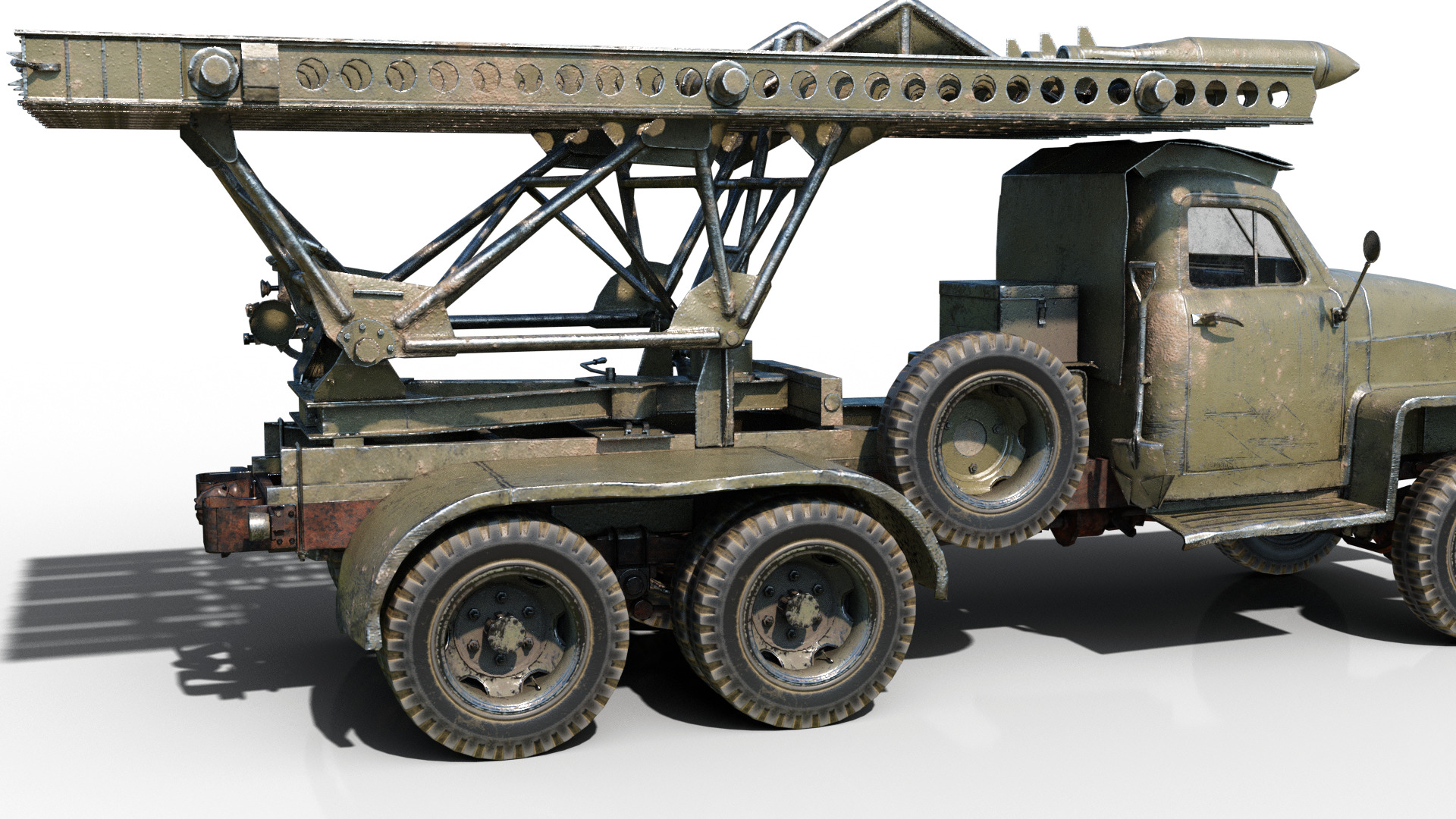 PBR BM-13 Katyusha Rocket Artillery MLRS Low-poly 3D model_7