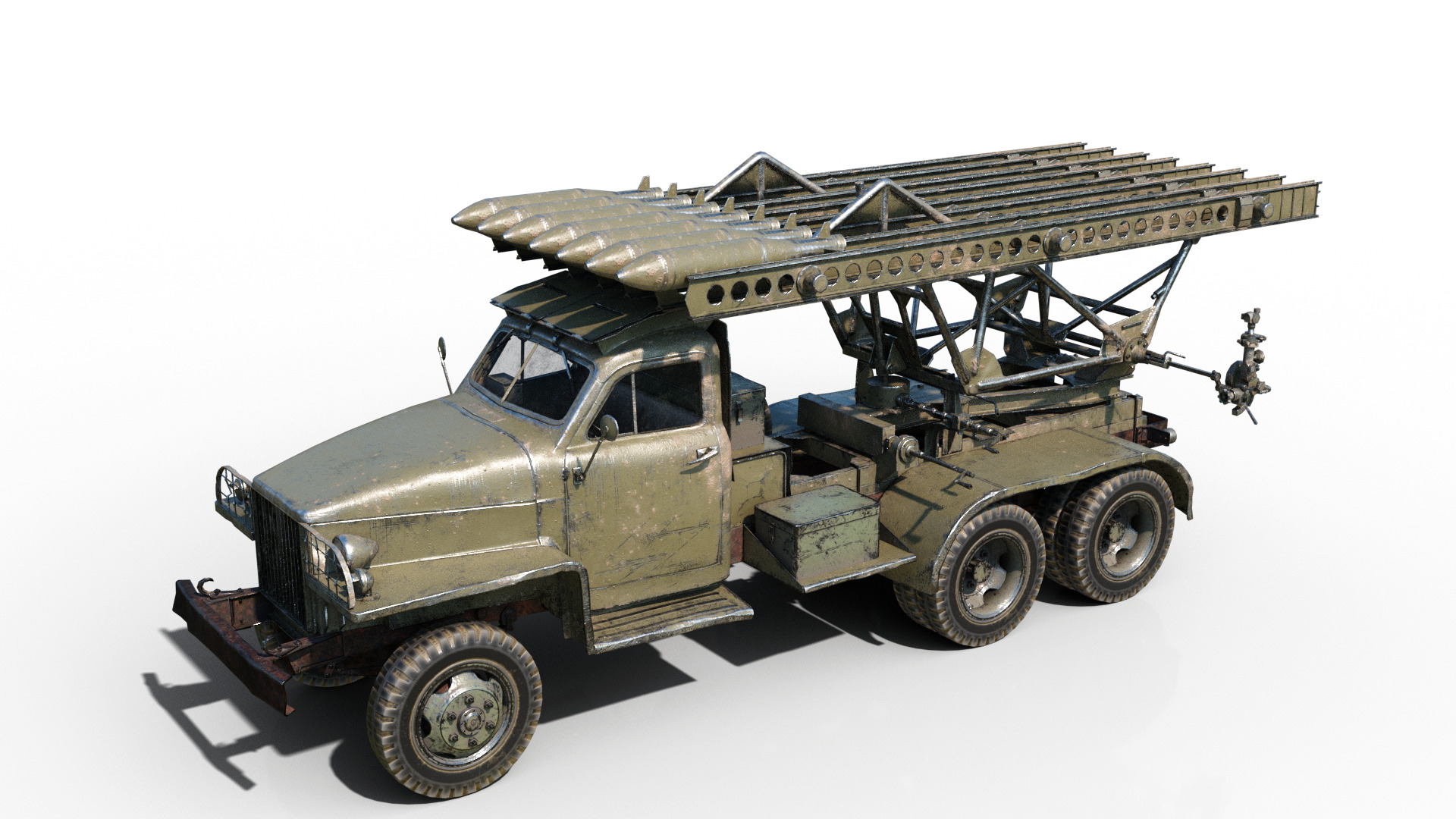 PBR BM-13 Katyusha Rocket Artillery MLRS Low-poly 3D model_1