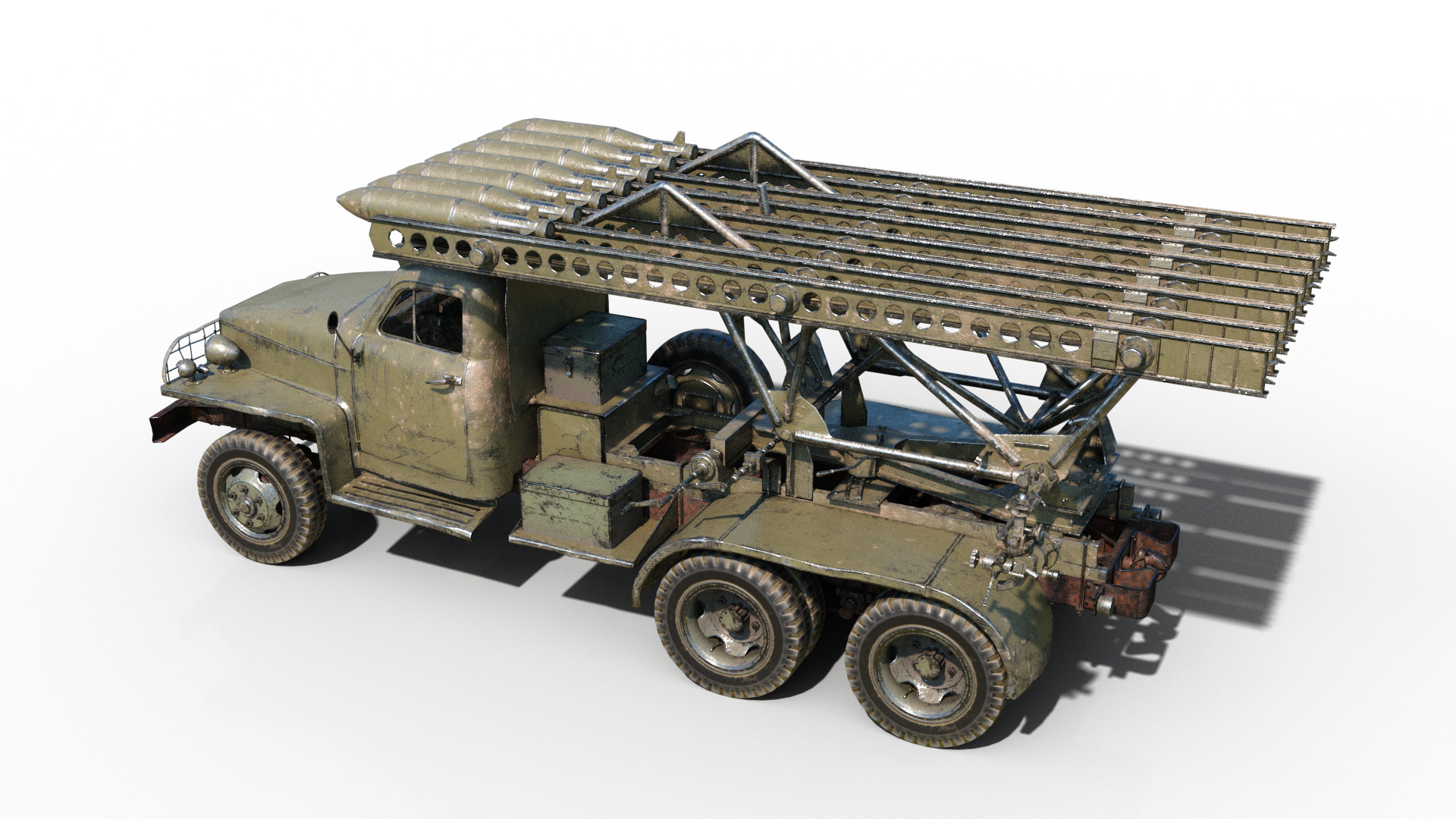 PBR BM-13 Katyusha Rocket Artillery MLRS Low-poly 3D model_2