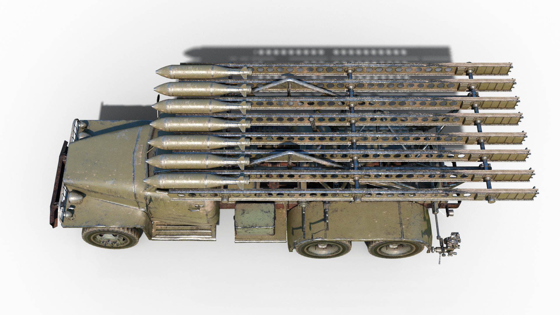 PBR BM-13 Katyusha Rocket Artillery MLRS Low-poly 3D model_10