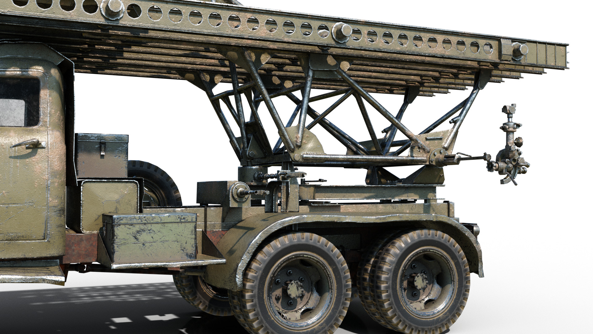 PBR BM-13 Katyusha Rocket Artillery MLRS Low-poly 3D model_6