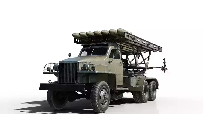 PBR BM-13 Katyusha Rocket Artillery MLRS Low-poly 3D model