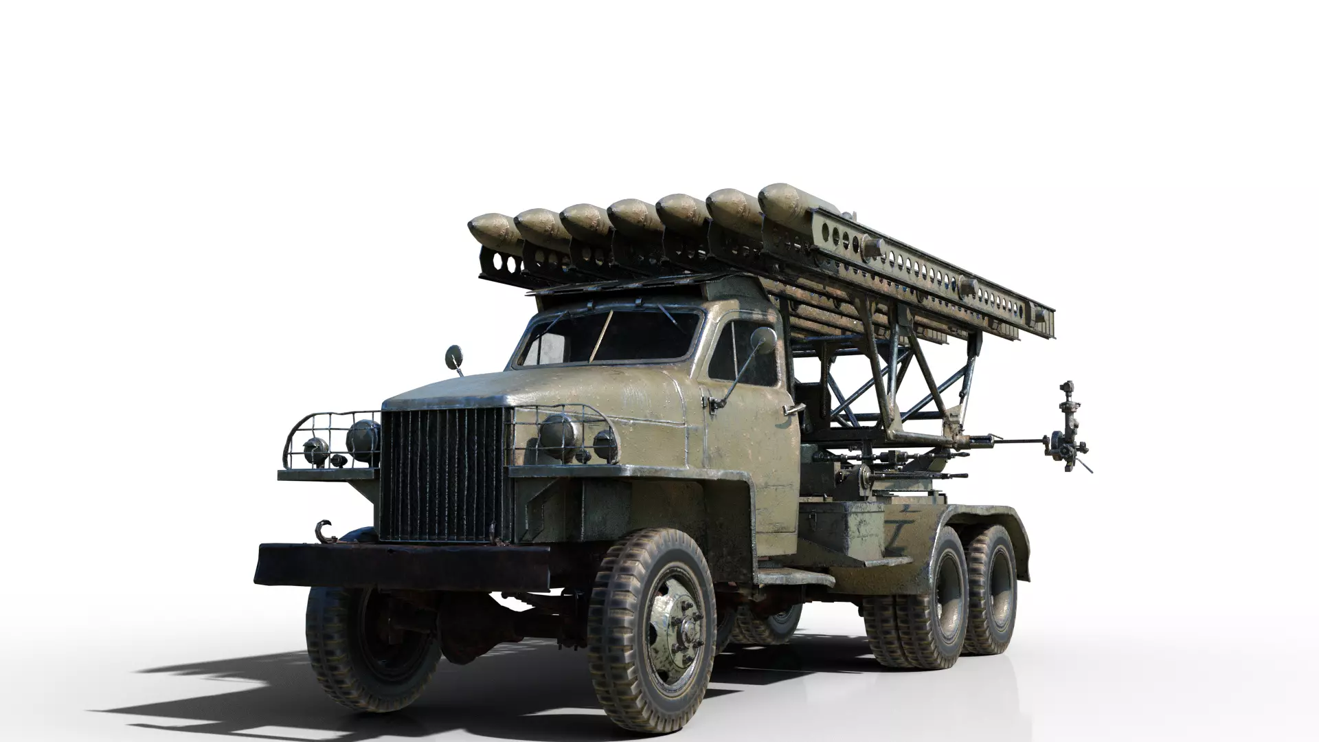 PBR BM-13 Katyusha Rocket Artillery MLRS Low-poly 3D model_0