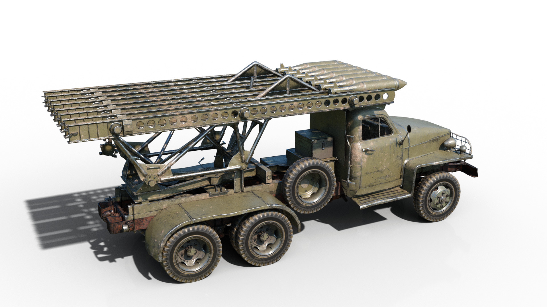 PBR BM-13 Katyusha Rocket Artillery MLRS Low-poly 3D model_4