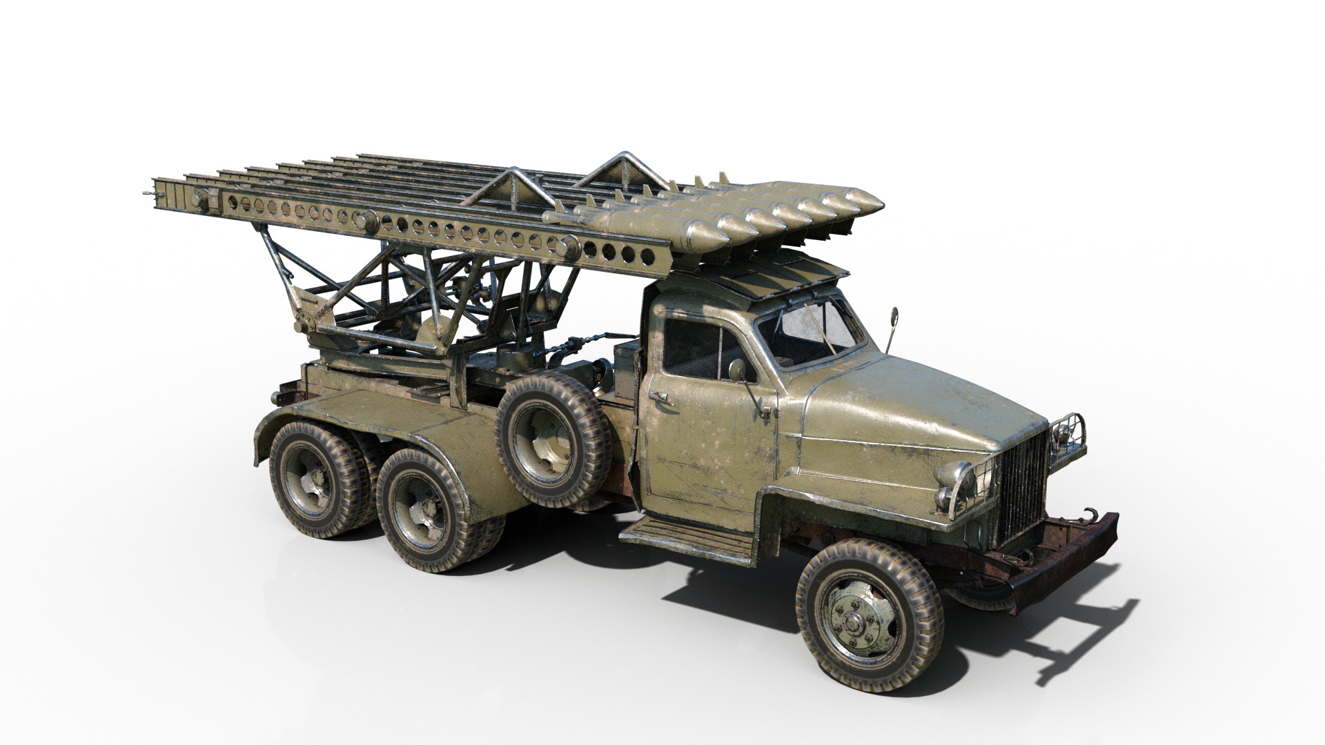 PBR BM-13 Katyusha Rocket Artillery MLRS Low-poly 3D model_3