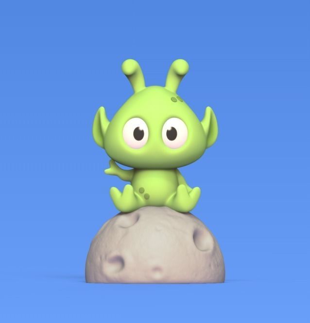 Alien on Moon 3D print model_1