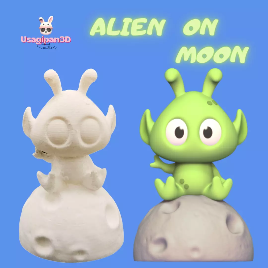 Alien on Moon 3D print model_0