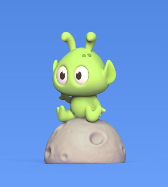Alien on Moon 3D print model_2