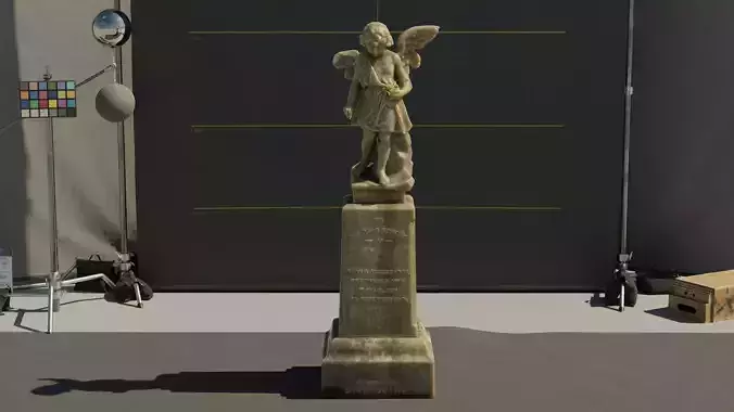 Gravestone with a Winged Angel Child Statue