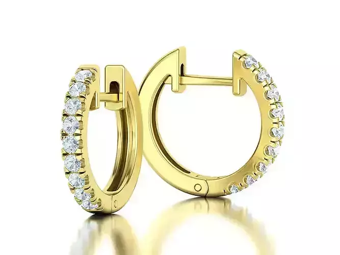 15mm Diamond Hoop Earring 9stone French Pave Setting 3D print model