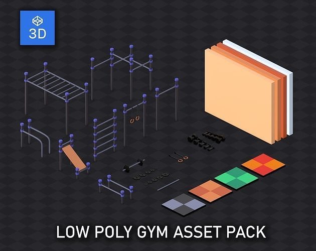3D Low Poly Gym Game Assets Low-poly 3D model