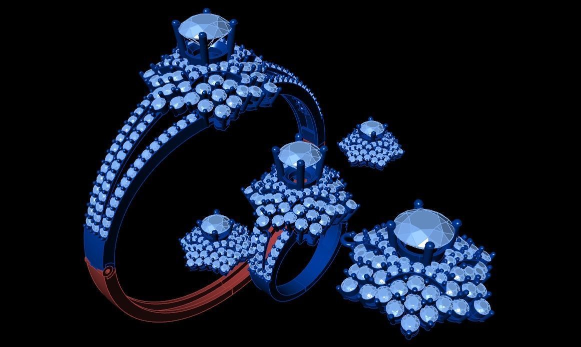 Diamond Jewellery Sets Concept 3D print model_2