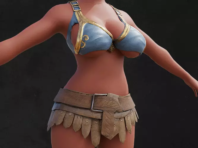 Breast Armor Roman golden female game lowpoly Low-poly 3D model