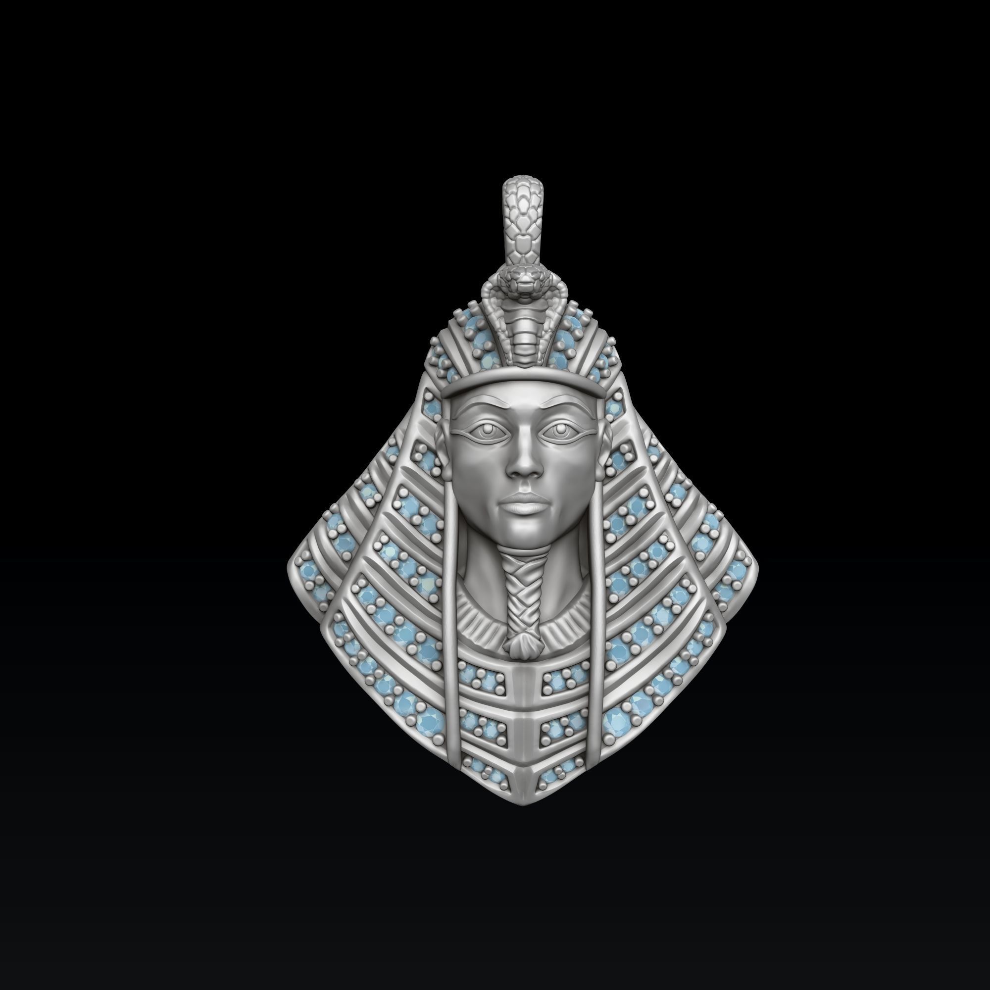 Pharaoh Pendant With Gems 3D print model_2