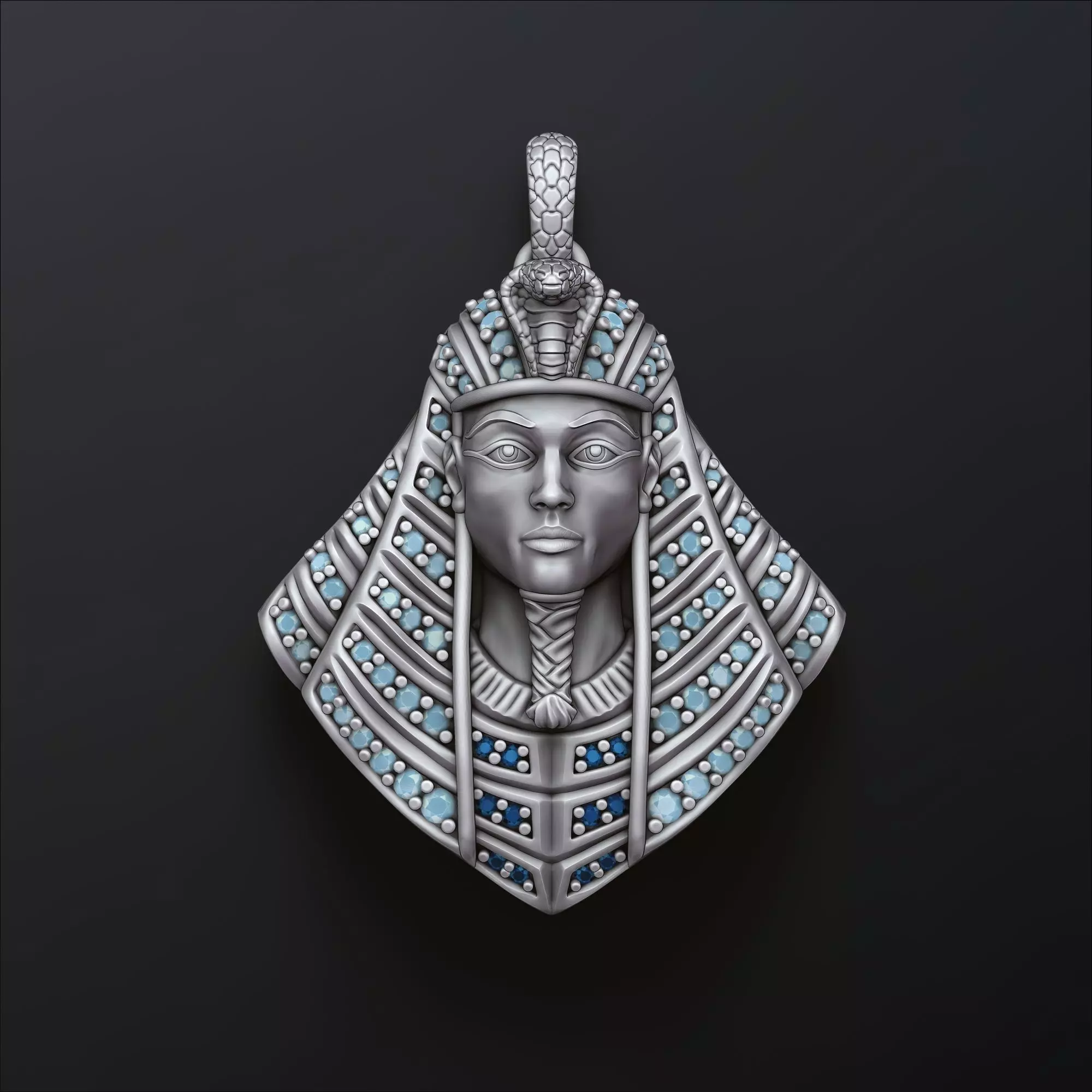 Pharaoh Pendant With Gems 3D print model_0