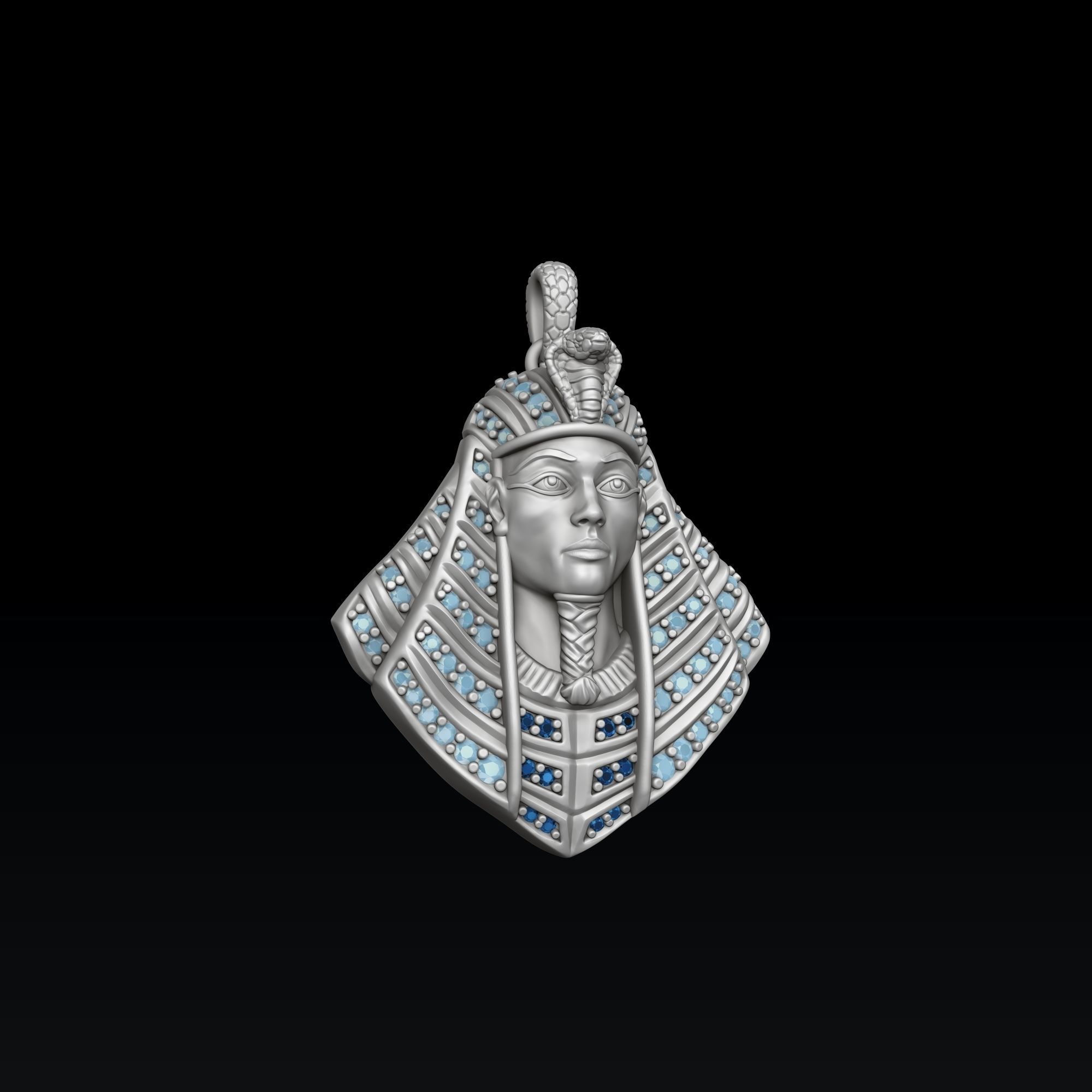 Pharaoh Pendant With Gems 3D print model_1