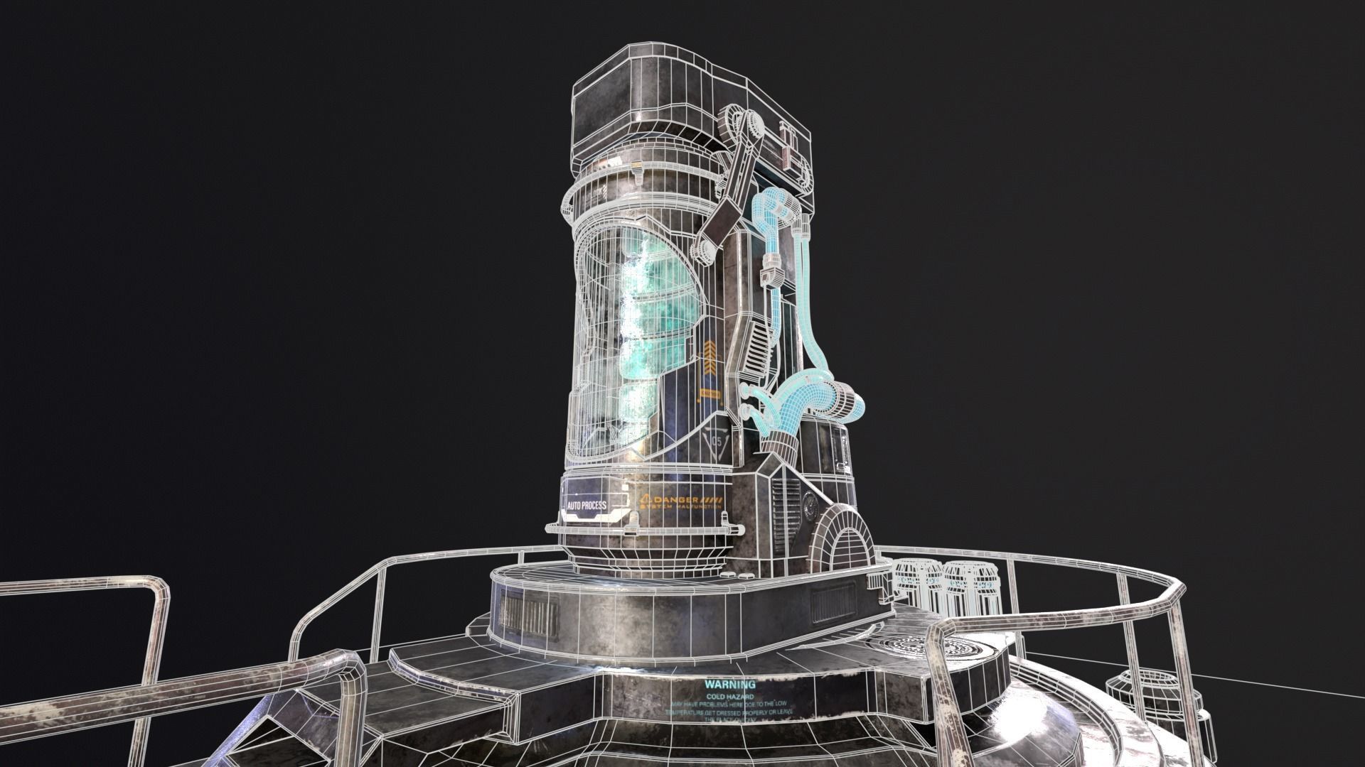 Cryopod Stasis chamber Low-poly 3D model_25