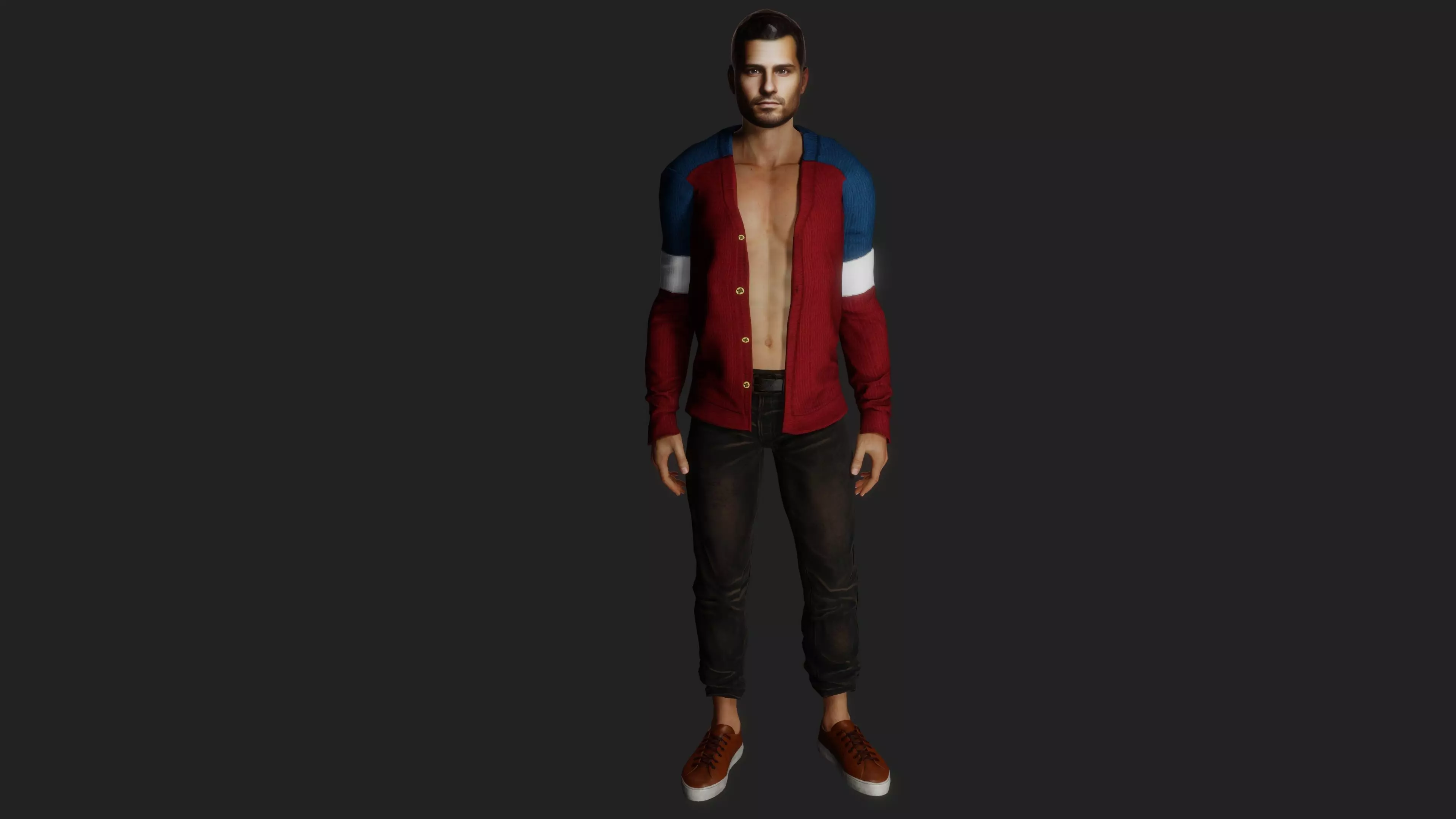 Handsome man of model appearance in a jacket 3D model_0