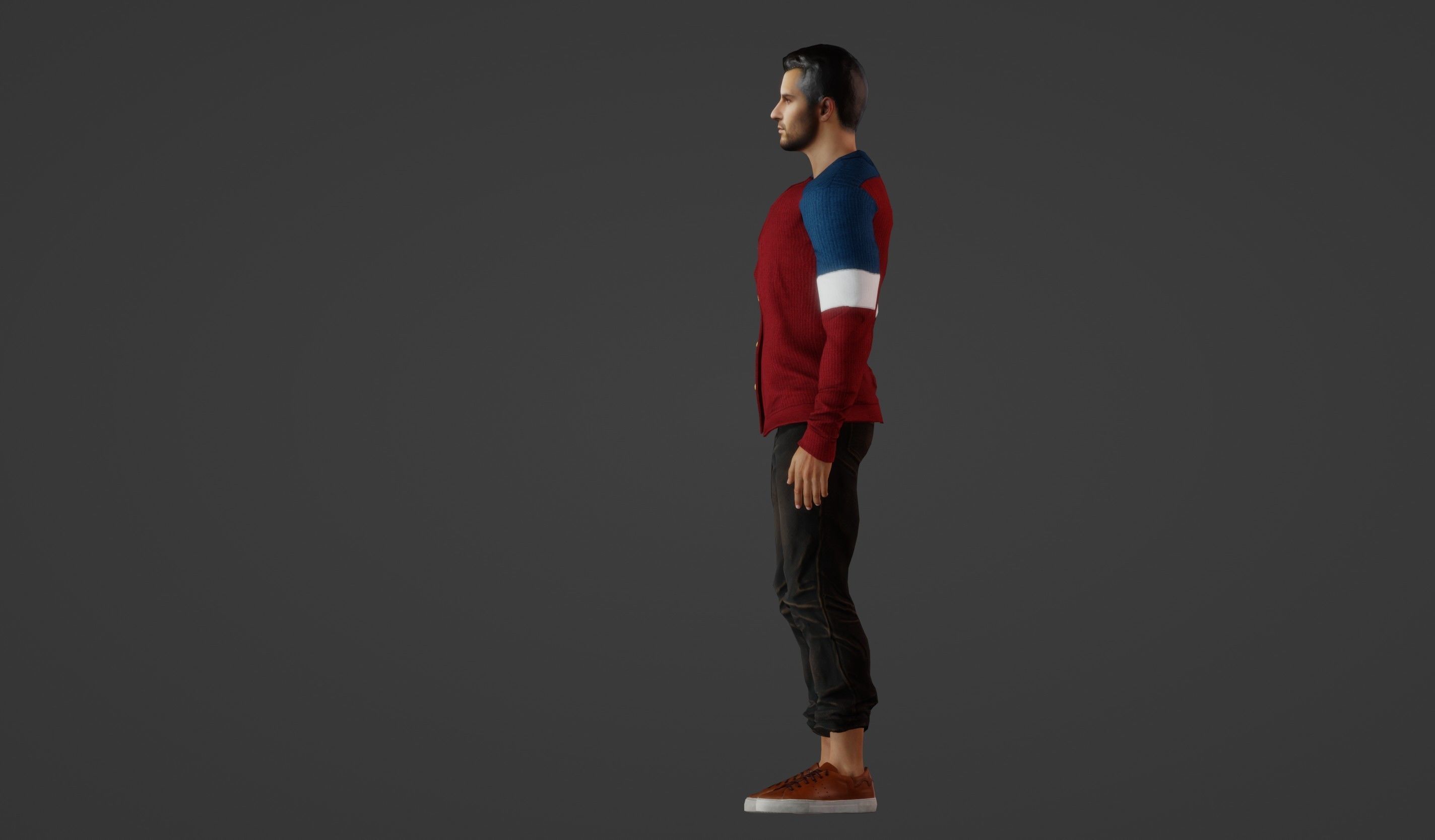 Handsome man of model appearance in a jacket 3D model_2