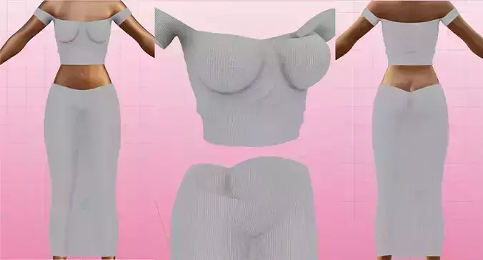 Secondlife Skirt Set- Low Poly 3D Model