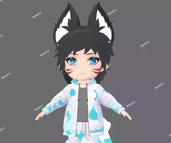 3D male chibi avatar for vrchat and vtubing  Low-poly 3D model
