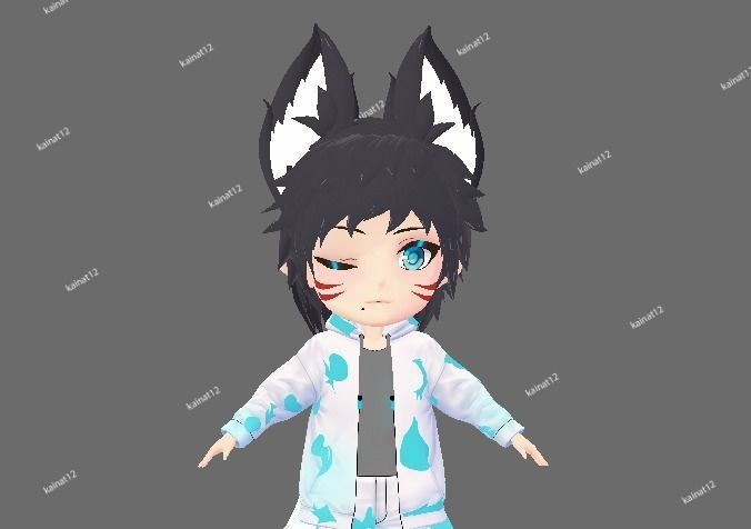 3D male chibi avatar for vrchat and vtubing  Low-poly 3D model_9