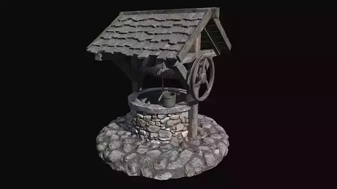 Low Poly PBR Old Wishing Well