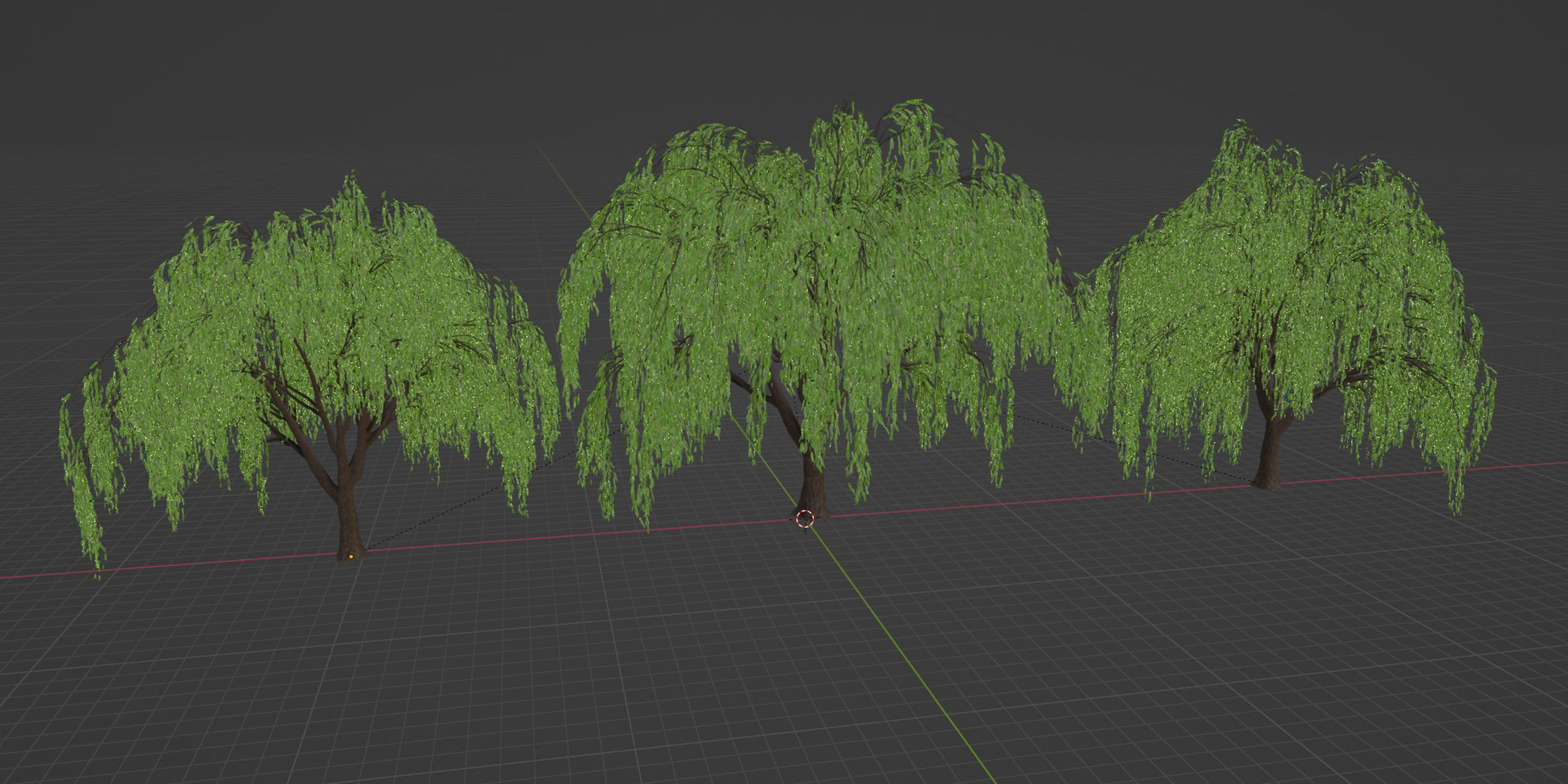 Weeping willow trees collection vol 115-Blender 3D model_6