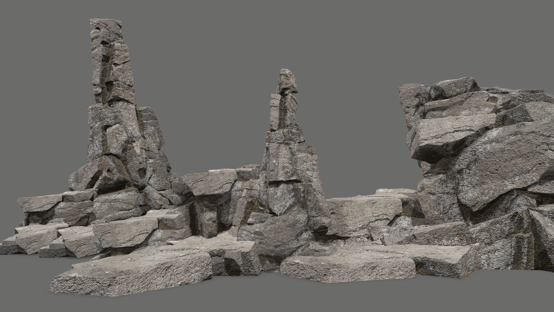 cliff rocks Low-poly 3D model_2