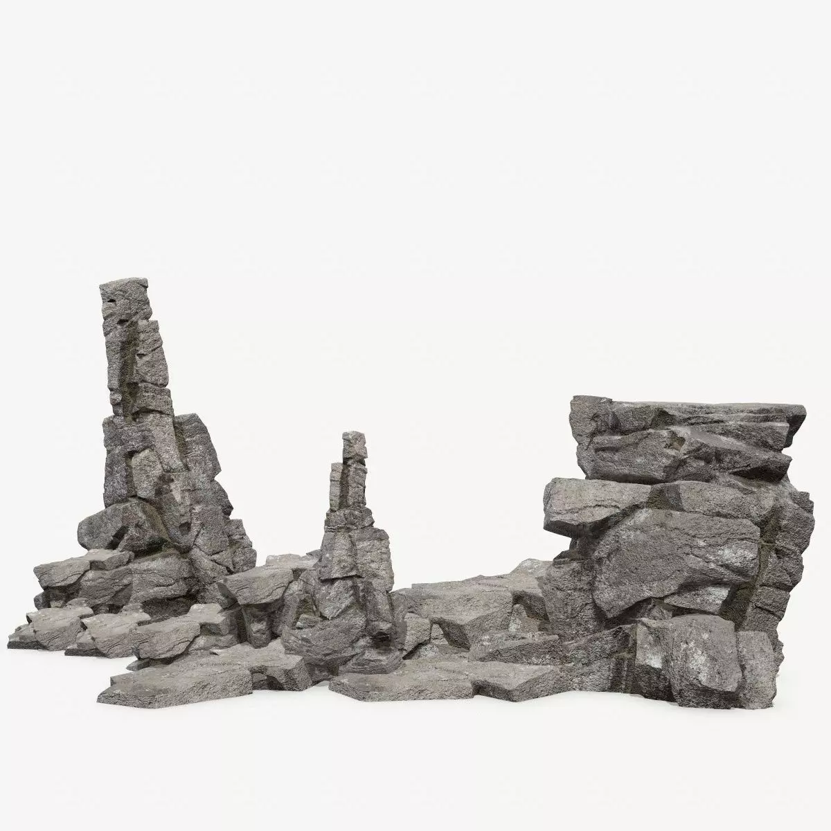 cliff rocks Low-poly 3D model_0